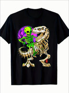 Green Skull Tyrannosaurus Rex Halloween Fossil Dinosaur T-shirt For