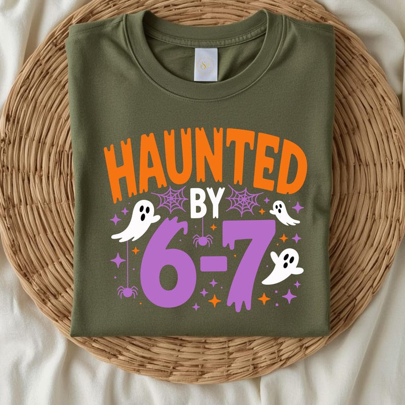 Haunted by 6 7 Shirt – Viral Halloween Meme Tee, Spooky Ghost Joke Unisex T-Shirt