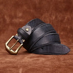 Men’s Leather Casual Jeans Belt – Handmade Grain Cowhide Leather, Everyday Wear with Gift Box, Cowboy belt