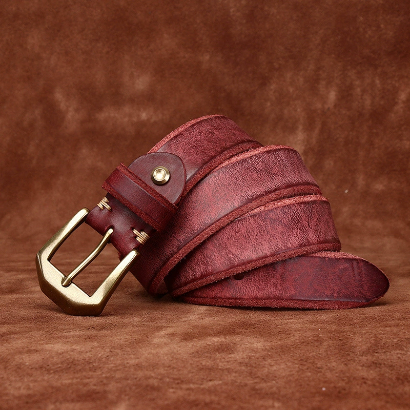 Men’s Leather Casual Jeans Belt – Handmade Grain Cowhide Leather, Everyday Wear with Gift Box, Cowboy belt