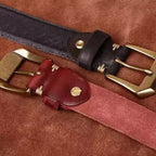 Men’s Leather Casual Jeans Belt – Handmade Grain Cowhide Leather, Everyday Wear with Gift Box, Cowboy belt