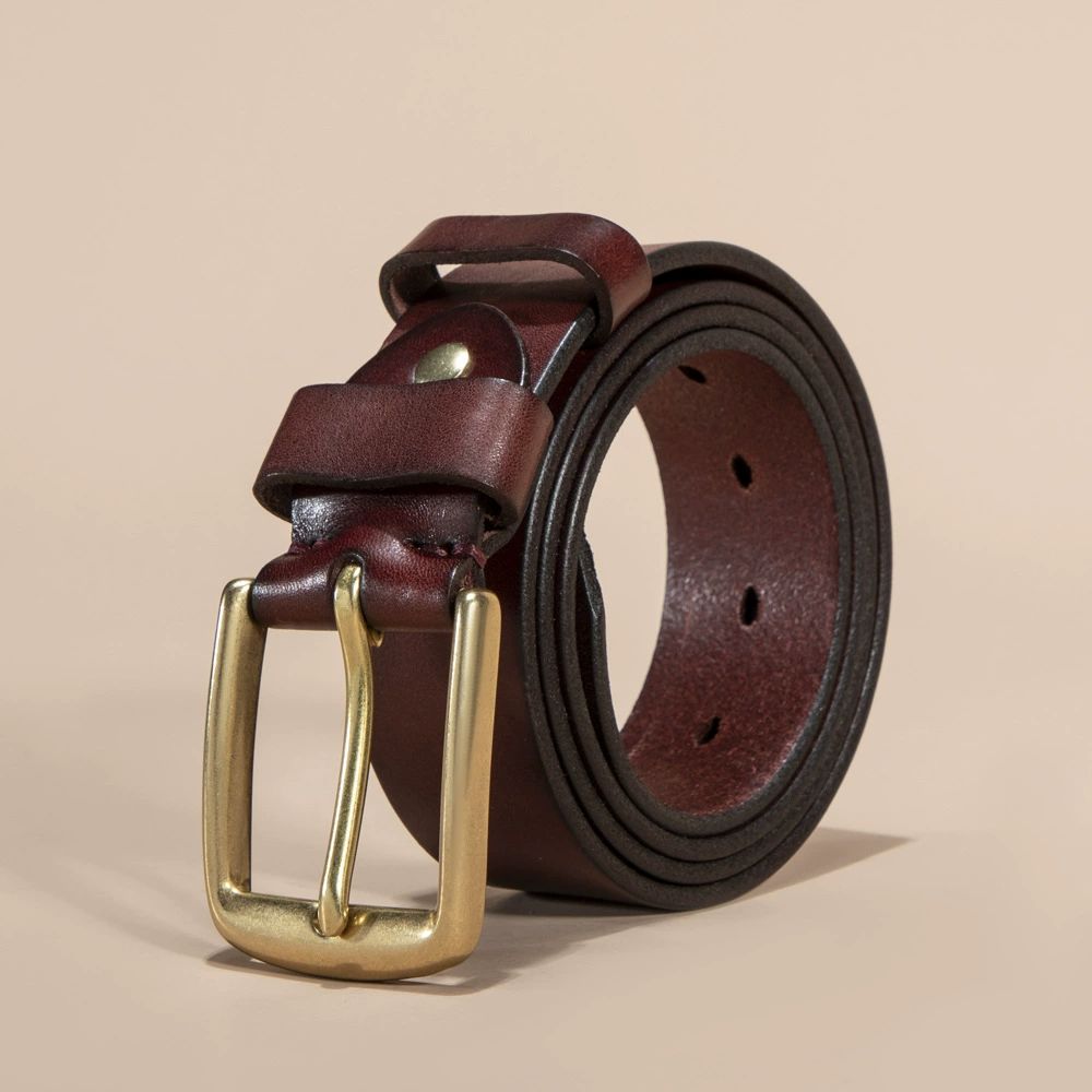 Men's Leather Belt Classic - Handmade IN THE USA, 100% Full-Grain Genuine Cowhide Leather Classic Design, Adjustable Fit, Durable Material, Ideal for Everyday Wear, Vintage Cross Buckle with Gift Box