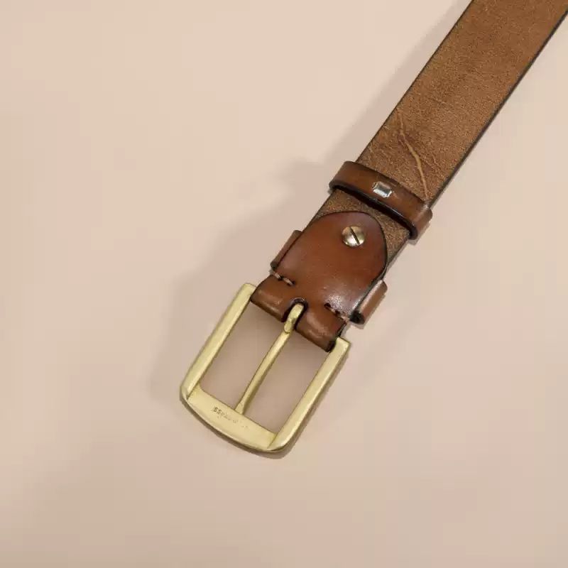 Men's Leather Belt Classic - Handmade IN THE USA, 100% Full-Grain Genuine Cowhide Leather Classic Design, Adjustable Fit, Durable Material, Ideal for Everyday Wear, Vintage Cross Buckle with Gift Box