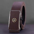 Ratchet Belt for Men – Adjustable Automatic Buckle, Genuine Leather, No-Hole Fit for Business & Casual cinturon de hombre