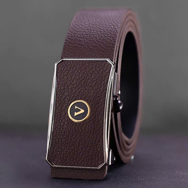 Ratchet Belt for Men – Adjustable Automatic Buckle, Genuine Leather, No-Hole Fit for Business & Casual cinturon de hombre