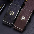 Ratchet Belt for Men – Adjustable Automatic Buckle, Genuine Leather, No-Hole Fit for Business & Casual cinturon de hombre