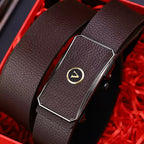 Ratchet Belt for Men – Adjustable Automatic Buckle, Genuine Leather, No-Hole Fit for Business & Casual cinturon de hombre