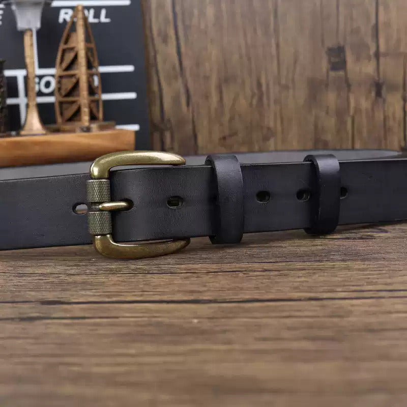 Men’s Grain Cowhide Leather Belt – Handmade Amish Style, Heavy Duty Jeans & Work Belt with Replaceable Buckle, Cowboy belt