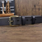Men’s Grain Cowhide Leather Belt – Handmade Amish Style, Heavy Duty Jeans & Work Belt with Replaceable Buckle, Cowboy belt