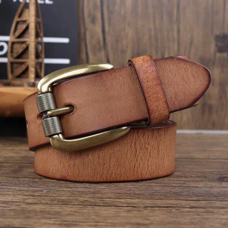 Men’s Grain Cowhide Leather Belt – Handmade Amish Style, Heavy Duty Jeans & Work Belt with Replaceable Buckle, Cowboy belt