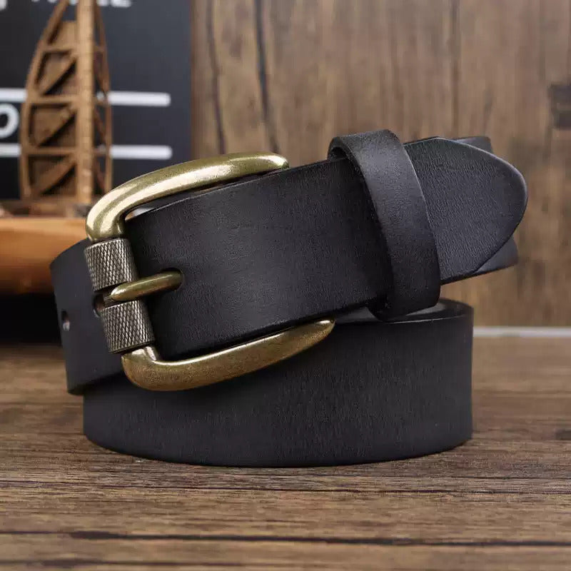 Men’s Grain Cowhide Leather Belt – Handmade Amish Style, Heavy Duty Jeans & Work Belt with Replaceable Buckle, Cowboy belt