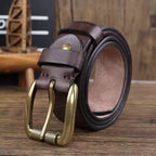 Men’s Grain Cowhide Leather Belt – Handmade Amish Style, Heavy Duty Jeans & Work Belt with Replaceable Buckle, Cowboy belt